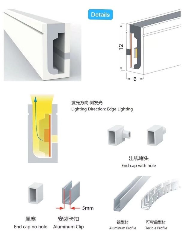 leggero al neon principale nessuna luce di striscia dell'interno leggera spoting del flexibel del silicone della decorazione 24V 12V