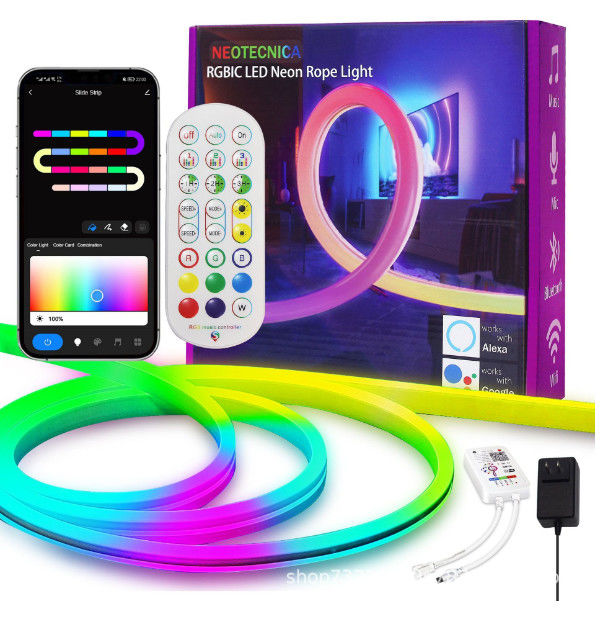 cambiamento astuto telecomandato al neon di colore della luce di striscia del silicone di 16.4ft RGB