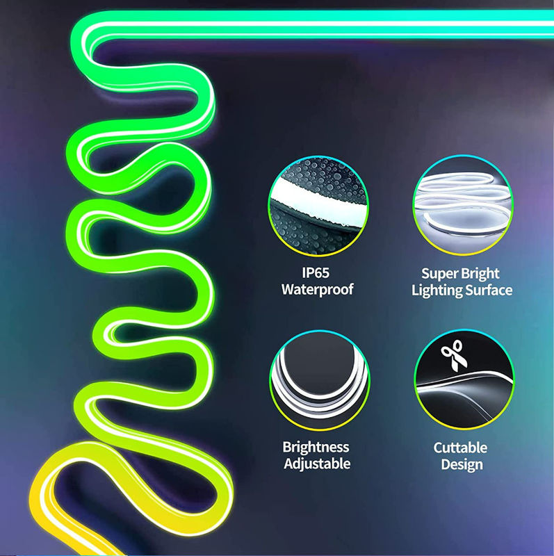 cambiamento astuto telecomandato al neon di colore della luce di striscia del silicone di 16.4ft RGB